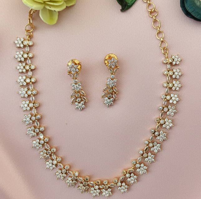 Floral Crystal Symphony Necklace Set