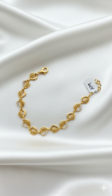 Gilded Leaf Serenity Chain Bracelet with Crystal Accents